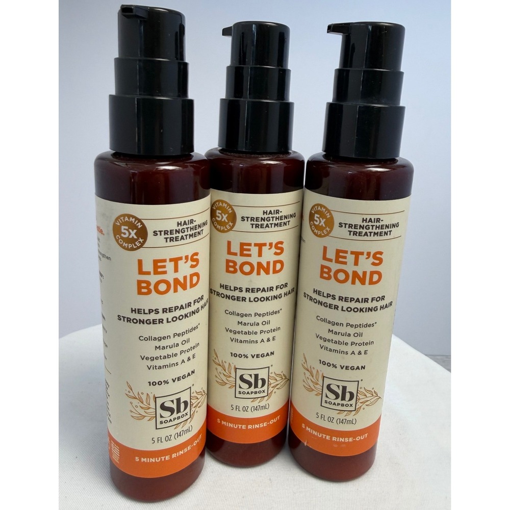Soapbox Lets Bond Hair Strengthening Treatment 5oz 3 Pack Vegan Collagen Marula